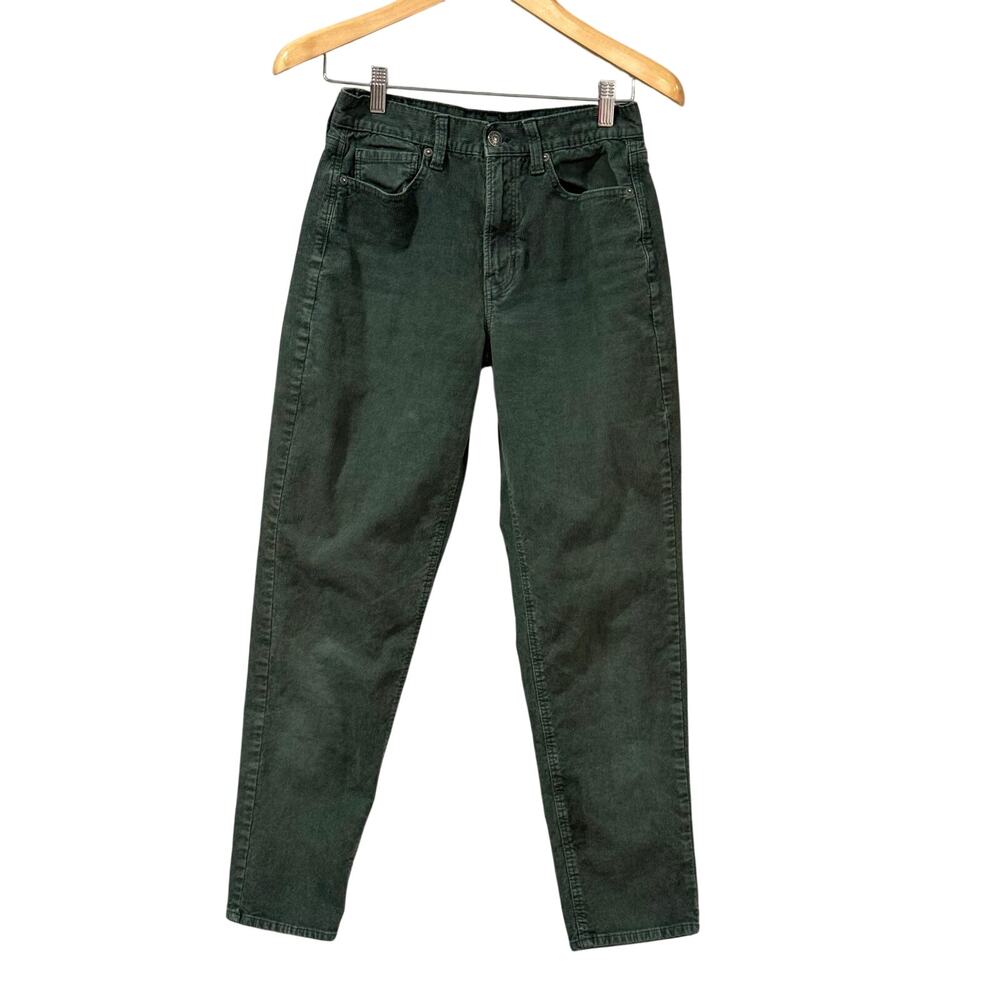 American Eagle Olive Green Corduroy Straight Leg Pants Stretch Women’s 2 Regular